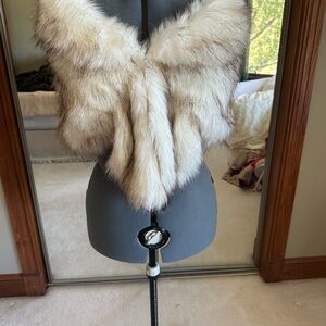 Faux Vintage Fur Vest in Cream and Brown